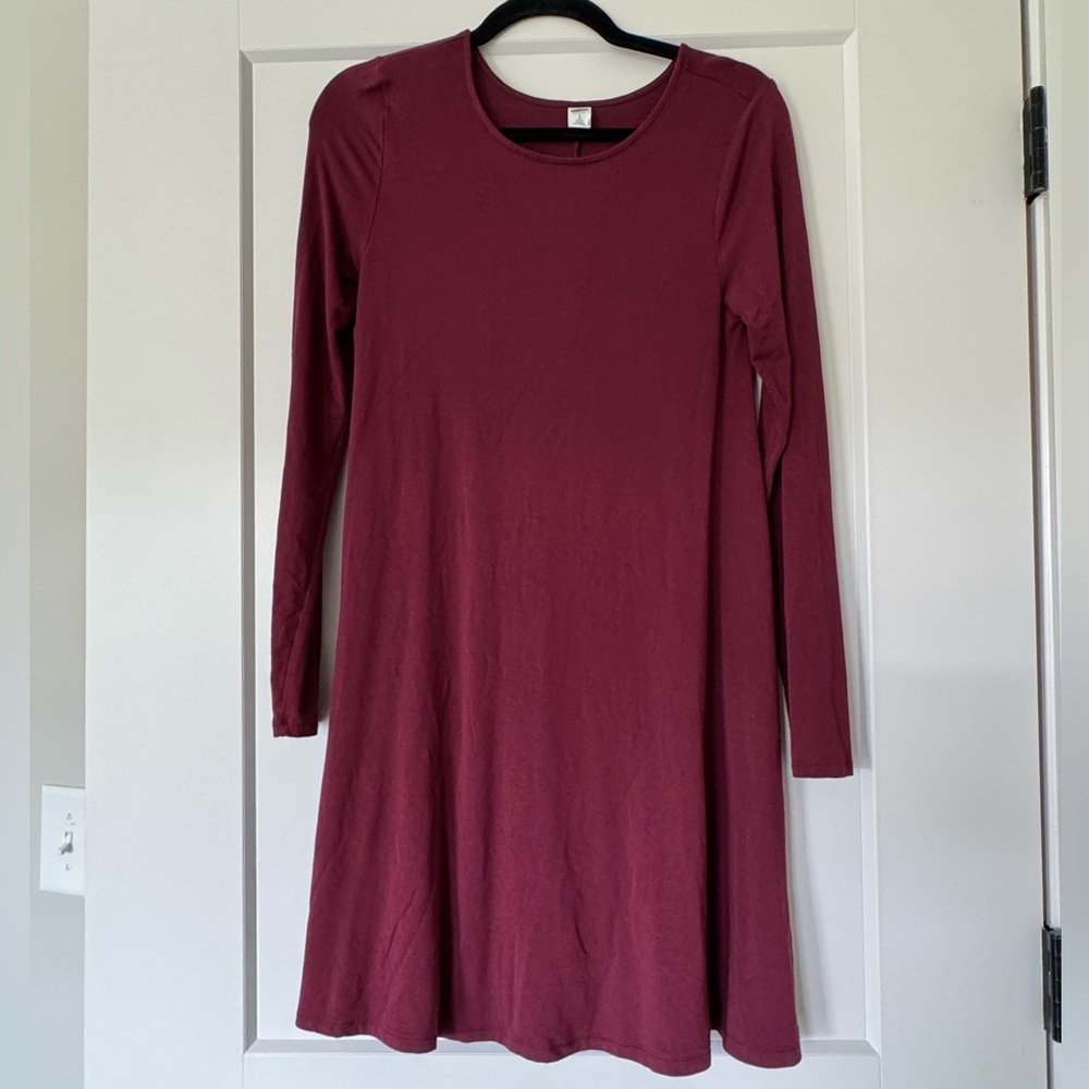 Old Navy Maroon Long Sleeve Swing Dress Size SP